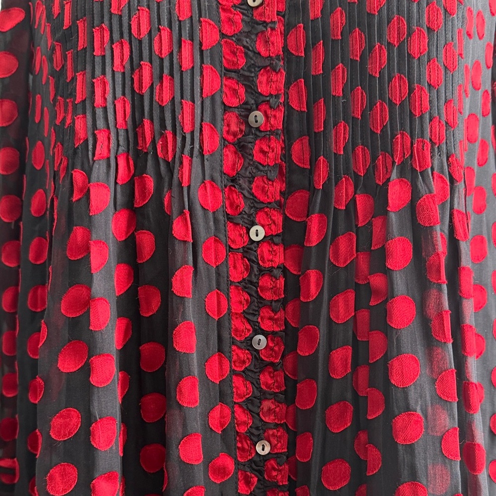 Diane Von Furstenberg Red and Black Polka Dot Print Mini Dress Size 8 - Picture 5 of 15